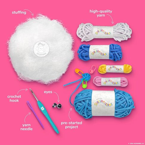 Squishmallow Original Omar The Bear Crochet Kit, Includes Yarn, Crochet Hook, Starter Hooks, Step-by-Step Tutorials, Exclusive Crochet Kit for Beginners, DIY Craft, Crochet Kits, Great Teen Gifts in Saudi Arabia