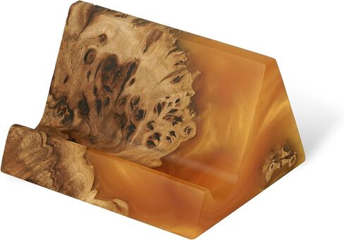 RWA Unique Business Card Holder for Men & Women - Stylish Durable Business Card Stand - Premium Desktop Business Card Holders - Epoxy Wood Desk Accessory Organizer Handcrafted - BASIC, black in Kuwait