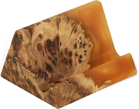 RWA Unique Business Card Holder for Men & Women - Stylish Durable Business Card Stand - Premium Desktop Business Card Holders - Epoxy Wood Desk Accessory Organizer Handcrafted - BASIC, black in Kuwait