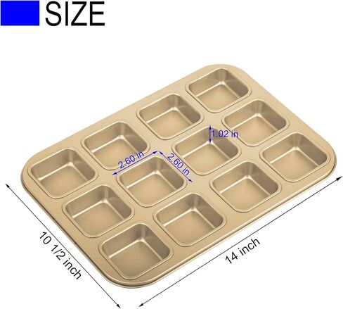 Tiawudi 2 Pack Brownie Pan ، مقلاة خبز الخبز غير لاصقة ، مقلاة فولاذ مصغرة من الصلب الكربوني الثقيلة in Kuwait