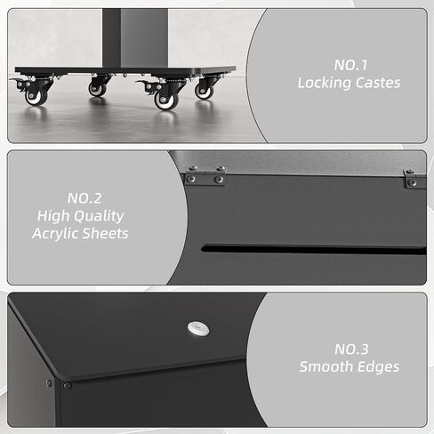 MOOFI Suggestion Box with Lock, Acrylic Ballot Box with Locking Casters, Floor Standing Donation Box for Charity, Voting, Church & Event Fundraising, 13.78"x13.78"x13.78", Black in Saudi Arabia