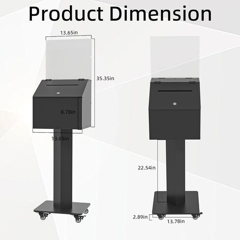 MOOFI Suggestion Box with Lock, Acrylic Ballot Box with Locking Casters, Floor Standing Donation Box for Charity, Voting, Church & Event Fundraising, 13.78"x13.78"x13.78", Black in Saudi Arabia