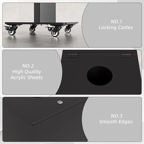 MOOFI Suggestion Box with Lock, Acrylic Ballot Box with Locking Casters, Floor Standing Donation Box for Charity, Voting, Church & Event Fundraising, 13.78"x13.78"x13.78", Black in Kuwait