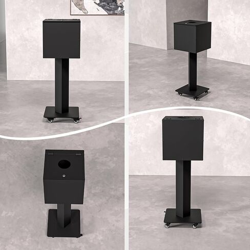 MOOFI Suggestion Box with Lock, Acrylic Ballot Box with Locking Casters, Floor Standing Donation Box for Charity, Voting, Church & Event Fundraising, 13.78"x13.78"x13.78", Black in Kuwait