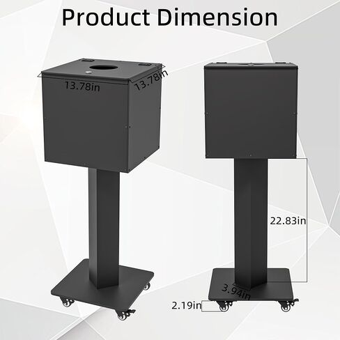 MOOFI Suggestion Box with Lock, Acrylic Ballot Box with Locking Casters, Floor Standing Donation Box for Charity, Voting, Church & Event Fundraising, 13.78"x13.78"x13.78", Black in Kuwait
