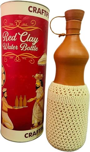 Giftable Terracotta Clay Water Bottle with Cork Lid | Eco Friendly Durable Bottle (Standard Unglazed Premium Quality Handmade Water Bottle) Sustainable Red Clay Earthenware | Zero Plastic (Sporty) in Saudi Arabia