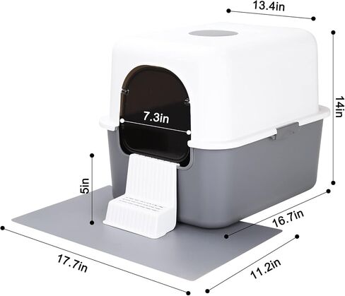 Cat Litter Box with Lid, Fully Enclosed Splash-Proof and Leak-Proof Urine High Edge and Odorless Cat Litter Box, Easy to Installation and Clean (Black with Pedal(S)) in Saudi Arabia
