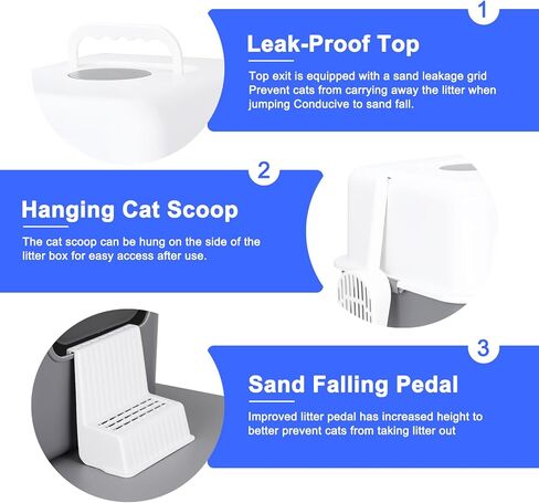 Cat Litter Box with Lid, Fully Enclosed Splash-Proof and Leak-Proof Urine High Edge and Odorless Cat Litter Box, Easy to Installation and Clean (Black with Pedal(S)) in Saudi Arabia