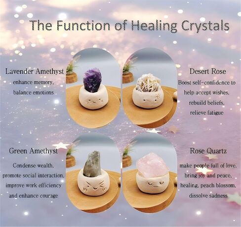 4PCS Handmade Crystal Clay Figurines | Carved Gemstone Decor | Aromatherapy Healing Stone for Luck, Wealth & Happiness | Spiritual Gift in Saudi Arabia