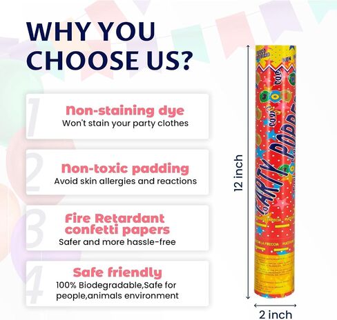 Money Confetti Cannon 12pack Confetti Poppers Biodegradable 100 دولار من الفاتورة Confetti 12inch Confetti Party Poppers للاحتفال بالاحتفال بالاحتفال بالأنشطة التخرج التخرج. in Kuwait