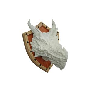 Dragon Head Trophy wall decoration - DND Decor - Ready for Painting - 3D Printed Fantasy Art - Perfect Gift for Gamers