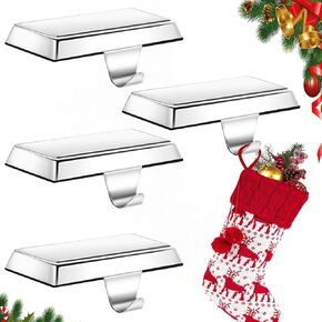 Set of 6 Metal Christmas Stocking Holders for Mantle Heavy Duty Stocking Hangers Stocking Hook Christmas Ornaments for Counter Tables Window Fireplace Mantle Decoration(Bronze)