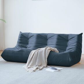 Fireside Loveseat Couch, Modern Suede Fabric Bean Bag Chair, Premium Microfiber Caterpillar Sofas Couch, Corner Togo Sofa, Lazy Chairs Sofa for Living Room/Bedroom/Salon/Office, Beige