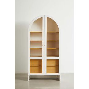 Wooden Cabinet with Shelf, 2 Drawers, Unbreakable Glass Doors