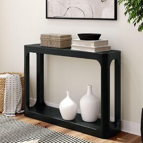 Plank+Beam Forma Console Table, 46 Inch, Solid Wood Sofa Table, Entryway Table for Hallway, Narrow Behind The Couch Table, Console Tables for Entryway, Living Room, Foyer, Easy Assembly, Black