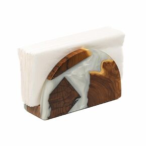 Luxury Napkin Holder for Table & Kitchen - Unique Wooden Home Decor with Epoxy Inlay - Square Napkin Holders for Tabletop Elegance - Countertop Napkins Storage Organizer for Restaurants