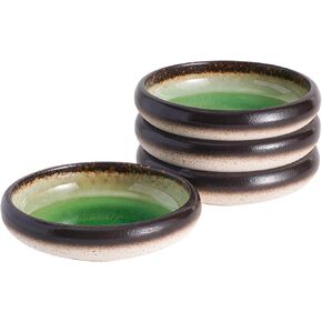 Uaral Salad Plate Appetizer Plate Stoneware Serving Dishes,Japanese Dish Set of 4,5.5 inch 14 oz (Emerald Green)