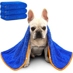 Glittme 3Pcs Dog Towel, Soft and Absorbent Dog Towels for Drying Dogs Medium, Quick Drying Dog Towels for Dog, Puppy, Microfiber Towel Dog Bath Supplies, 35 "x20, Grey
