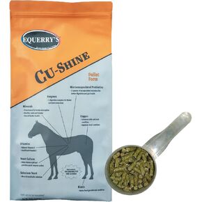 Equerry's Cu-Shine Total Horse Health Pellet Supplement, Horse Probiotics, Biotin for Radiant Coat, Digestive Supplements for Constipation and Gut Health - 20LB