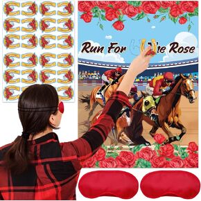 26 PCS Derby Party Games Games Horse Racing Games ، قم بتثبيت الذيل على The Horse Kentucky Party Decorations لعيد ميلاد أنشطة مدرسة Derby Day Favors اللوازم