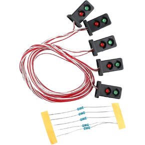 5 PCS Model Railway Cairway ، LEDS Railroad Train Complics HO Scale كتلة إشارات إشارة مرور الإشارة لزخارف تخطيط القطار