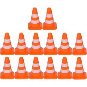 14Pcs Orange Mini Traffic Cones Plastic Sign Road Cone Roadblock Cone Sign Model Photo Prop Educational, Small Orange Cones Construction Cones, Safety Barriers, Mini Traffic Cones