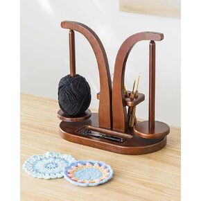Baffect Yarn Holder Magnetic, Yarn Ball Holder Wooden, Yarn Spindle with Double Spindles, Spinning Yarn Holder for Crochet Lovers