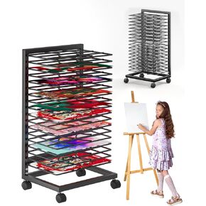 Art Drying Rack for Classroom,18 Removable Shelves, Painting Drying Rack with Wheels, Functional & Mobile Paint Drying Rack,Stack Rack for Classroom, Art Studios and Schools