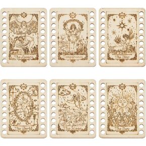 Origach 6 Set Tarot Embroidery Thread Protectizer بطاقات ، حاملي تخزين خيط التطريز الخشبي مع 18 وظيفة حامل مؤشر ترابط الإبرة لخيط تخزين الخياطة DIY ، 12x9 سم