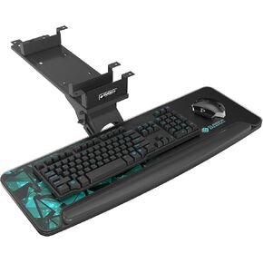 EUREKA ERGONOMIC Height Adjustable Mouse & Keyboard Tray Under Desk, 28x10'' Large Slide Out Swivel Tilt Computer Keyboard Drawer with Mouse Pad for Gaming Home Office Desk, Dual Mount