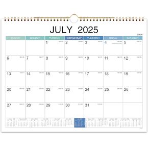 2025-2026 Wall Calendar - Jul 2025 - Dec 2026, 18 Monthly Hanging Calendar 2025-2026 Planner, 15" x 11.5", Spiral Binding, Yearly Overview, Holidays, Large Blocks, Perfect Organizer for Home & Office