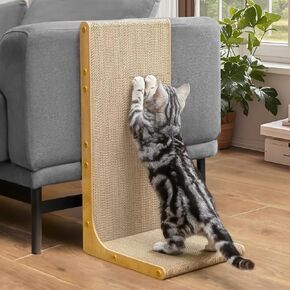 Cardboard Cat Scratcher,23 Inch L Shape Scratch Pad Wall Mounted,Vertical Scratching Board, Durable Cardboard to Protect Furniture for Indoor Cats,Light Wood Large