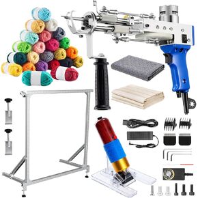 BESGEER Tufting Gun Starter Kit with Metal Frame - 2 in 1 Cut & Loop Pile Carpet Gun, Rug Tufting Gun Kit with Carpet Trimmer Kit and Tufting Frame