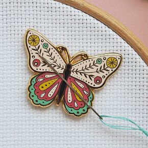 Caterpillar Cross Stitch Needle Minder - Butterfly for Cross Stitch, Sewing, Embroidery and Needlework Accessories, Enamel and Magnetic