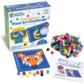 Learning Resources STEM Explorers Pixel Art Challenge - Math Puzzles, Pattern Blocks, Creativity for Kids Sensory Bin, Arts and Crafts, Math Manipulatives, Building Toys, Montessori