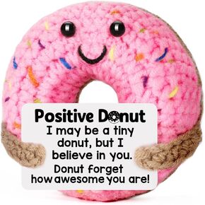 Funny Positive Gifts for Women - Emotional Inspirational Support Cheer Up Small Cute Handmade Crochet Donut for Girls Friends Birthday Graduation Motivational Presents Potato Pickle