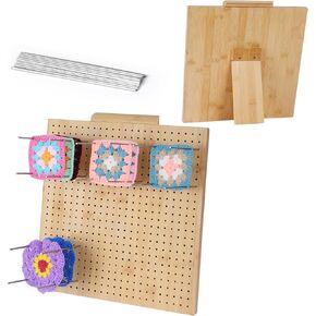 Crochet Blocking Board with Pins，Granny Square Blocking Board for Crocheting,Blocking Mats for Knitting with 15 Stainless Steel Rod pins，Ideal Gift for Mothers & Grandmothers，7.8 X 7.8 Inches