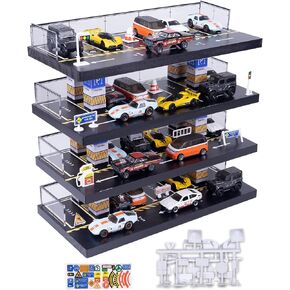 Hotwheels Display Case,Hot Direct Wheels Dispaly Case,1/64 Scale Diecast Toy Car Storage, Parking Garage Diorama - Freestanding Storage with 4 Levels 24 Spots Maximum 40 Cars(Cars Not Included)