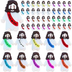 50 Pcs Little Jesus Figures– Rubber Mini Jesus Figurines in Bulk Christian Doll Tiny Baby Jesus Loves You Figures for Hide and Seek Easter Egg Fillers Egg Hunt Religious Party Favors (Mix Color 10) in Saudi Arabia