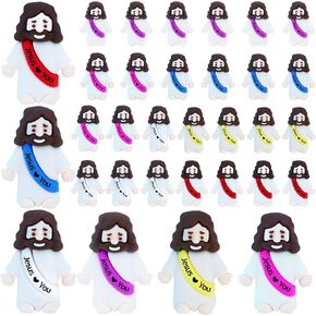 ILHSTY 32 Pcs Little Jesus Figures – Mini Rubber Jesus Toys Jesus Love You for Easter Egg Fillers Egg Hunts Religious Party Favors Gifts Hide and Seek Baptism Gifts Sunday School (Mix Color 10)
