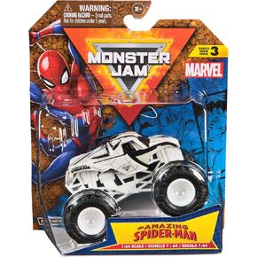 Monster Jam, Marvel Official Spider Man Monster Truck, Die-Cast Vehicle, 1:64 Scale, Super Hero Kids Toys for Boys Ages 3 and up