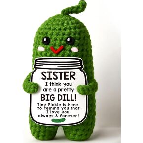 Mothers Day Gift for Mom from Daughter or Son - Funny Crochet Pickle Plush with Heart Card, Cute Handmade Present, Unique Stocking Stuffer for Mama, Best Mom Ever