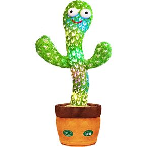 Talking Cactus Toy with LED English Songs, Singing Cactus Dancing Musical Tummy Time Toys Baby Mimicking Repeats What You Say (Audio Recording & Retelling) Boys Girls Interactive Easter Toys