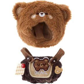 CALEMBOU Plush Doll Clothes, 4 Inches Cute Animal Series Plush Doll Clothes for Labubu, Kawaii Doll Clothes Accessories Set for Birthday Gifts (Brown Bear Set)