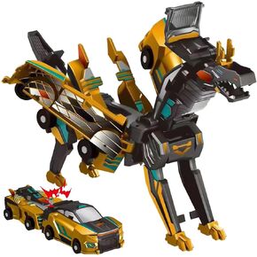 Dinosaur Transformer Car Toy ，Magnetic Cars Transform into Dinosaurs ，Fun - Filled Dragon Toys Toys for Boys & Girls(Golden)