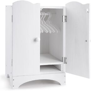 Babeside Wooden Baby Doll Closet ، Wooden Furniture Armoire Doll Wardrobe for Baby Doll Doll Clothers ، Fit 12-16 Include Doll Clothers ، يشمل 10 شماعات ملابس ، تظاهر باللعب لمدة 3 فتيات الفتيات