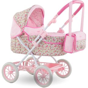 Corolle Mon Grand Poupon Carriage Stroller - Adjustable Handle, Folding Design, for 14", 17" & 20" Baby Dolls