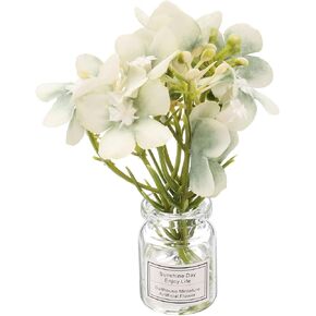 Mini Flowers Dollhouse in Vase, 3.15" Total Length, Silk Plastic Miniature Dollhouse Accessories with Tiny Flower Green - (Applications: for Fairy Micro House Ornament) 1-Pieces