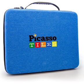 Picassotiles لعبة حمل CASE STORAGE BOX Organizer حقيبة سفر محمولة مقاومة للماء أكسفورد للأطفال من البلاط المغناطيسي البلاط الجذري كتل بناء المغناطيس شخصية