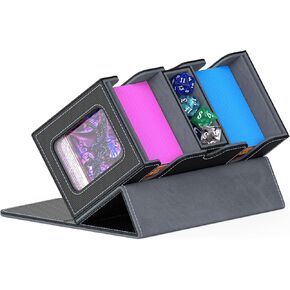 TopMade MTG Deck Box with Commander Display, Trading Card Storage Box 520+ with Dice Tray, Leather Magnetic Closure Trading Card Case for YuGiOh, TCG, MTG and Sport Cards - Black & Red